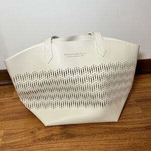 Donna Karan Cashmere‎ Mist Sleek White Lasercut Carryall Tote Bag Designer